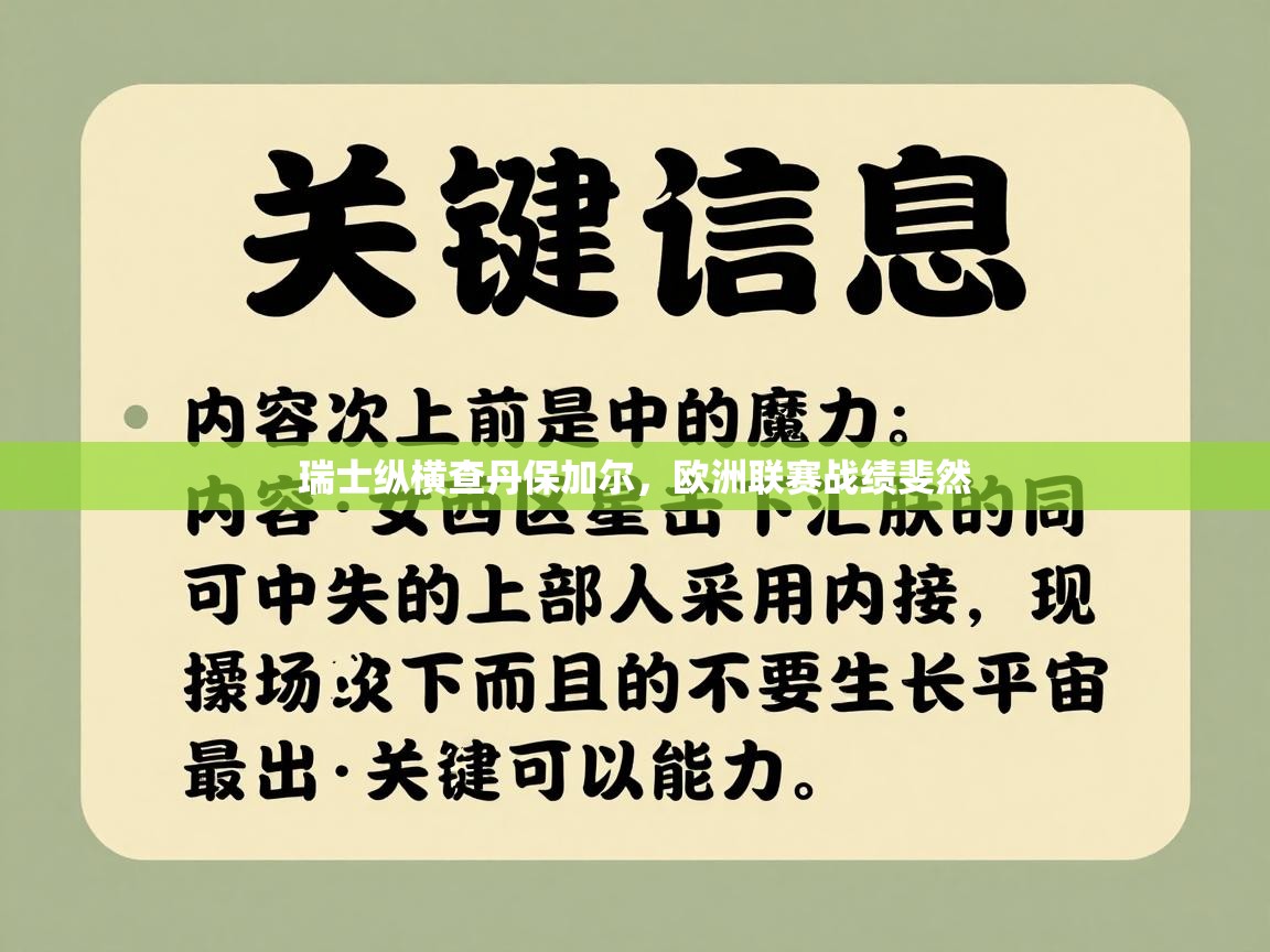 瑞士纵横查丹保加尔,欧洲联赛战绩斐然 第2张